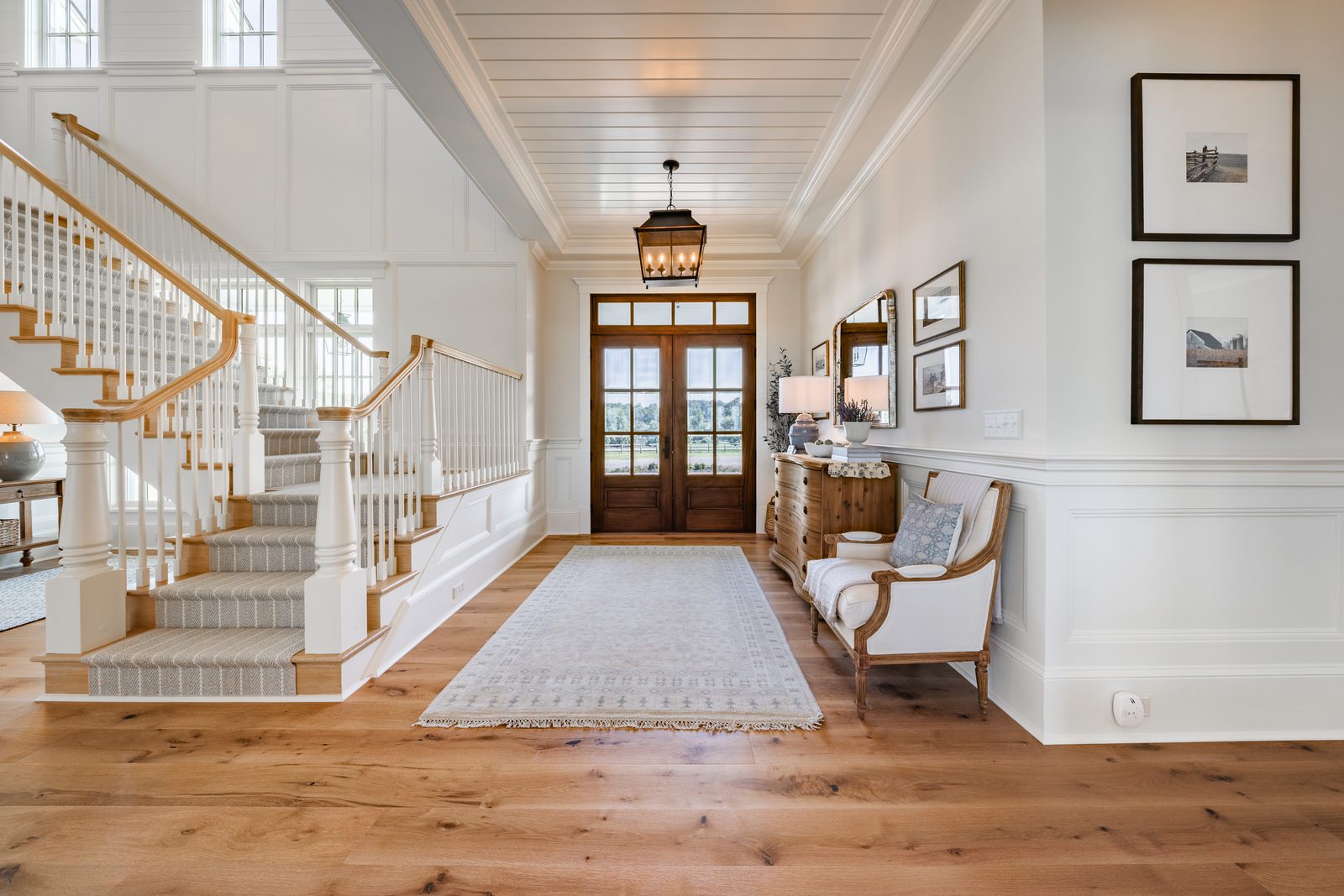 The entry hall and staircase