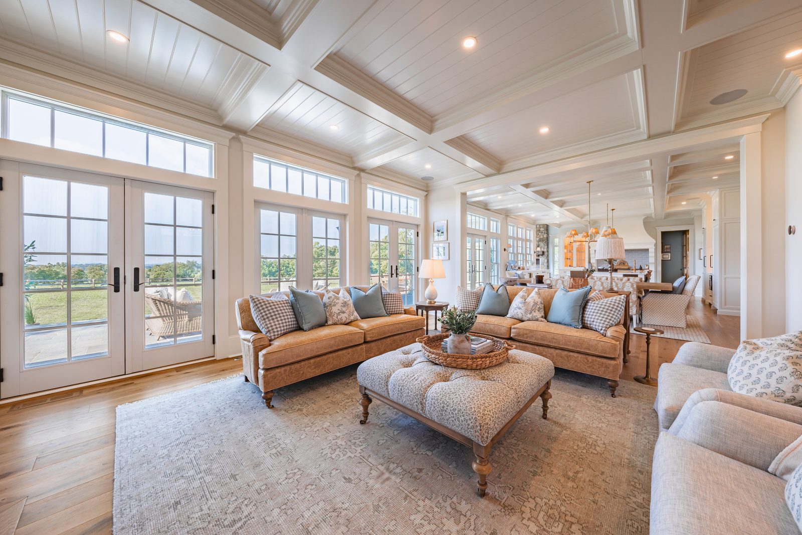 The living room, with French doors onto the terrace