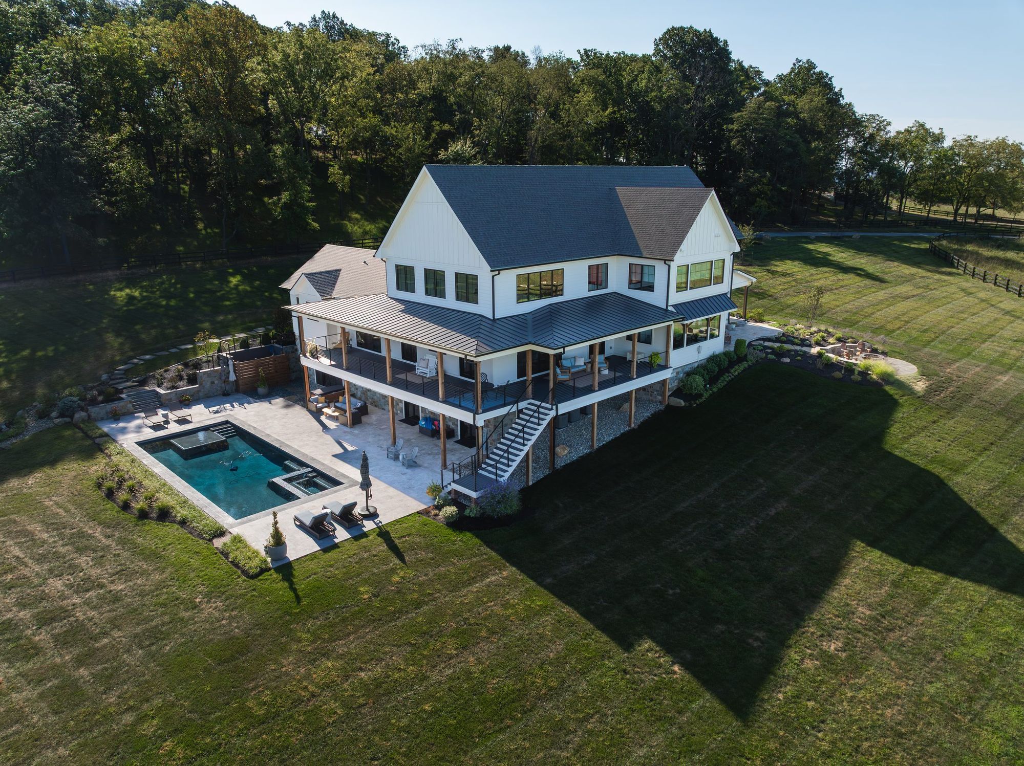 The Monte’s Run house and pool from the air