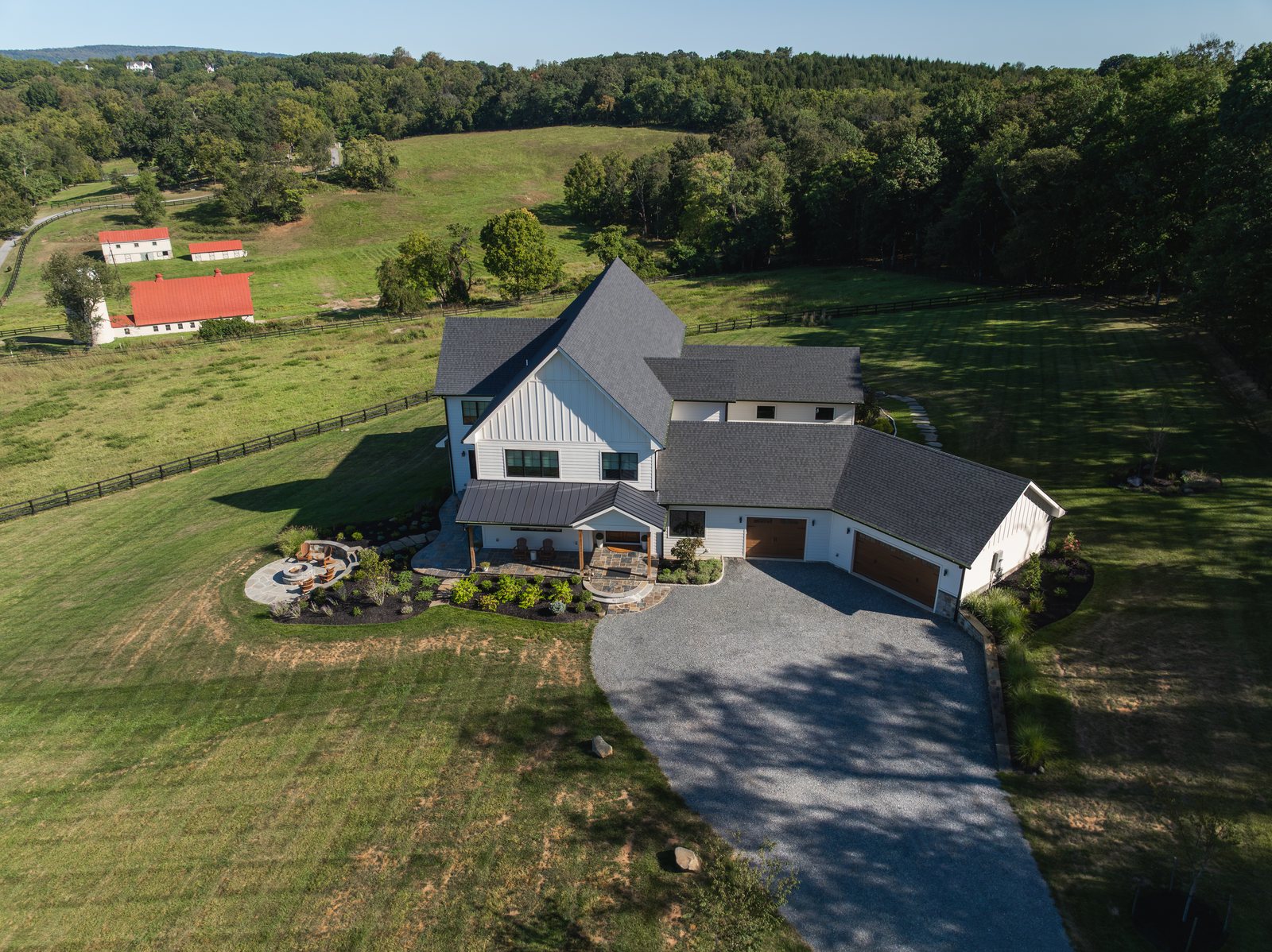 The Monte’s Run house and its drive from the air