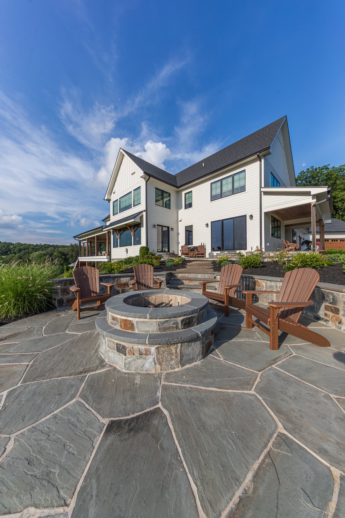 The fire pit and stone patio at Monte’s Run