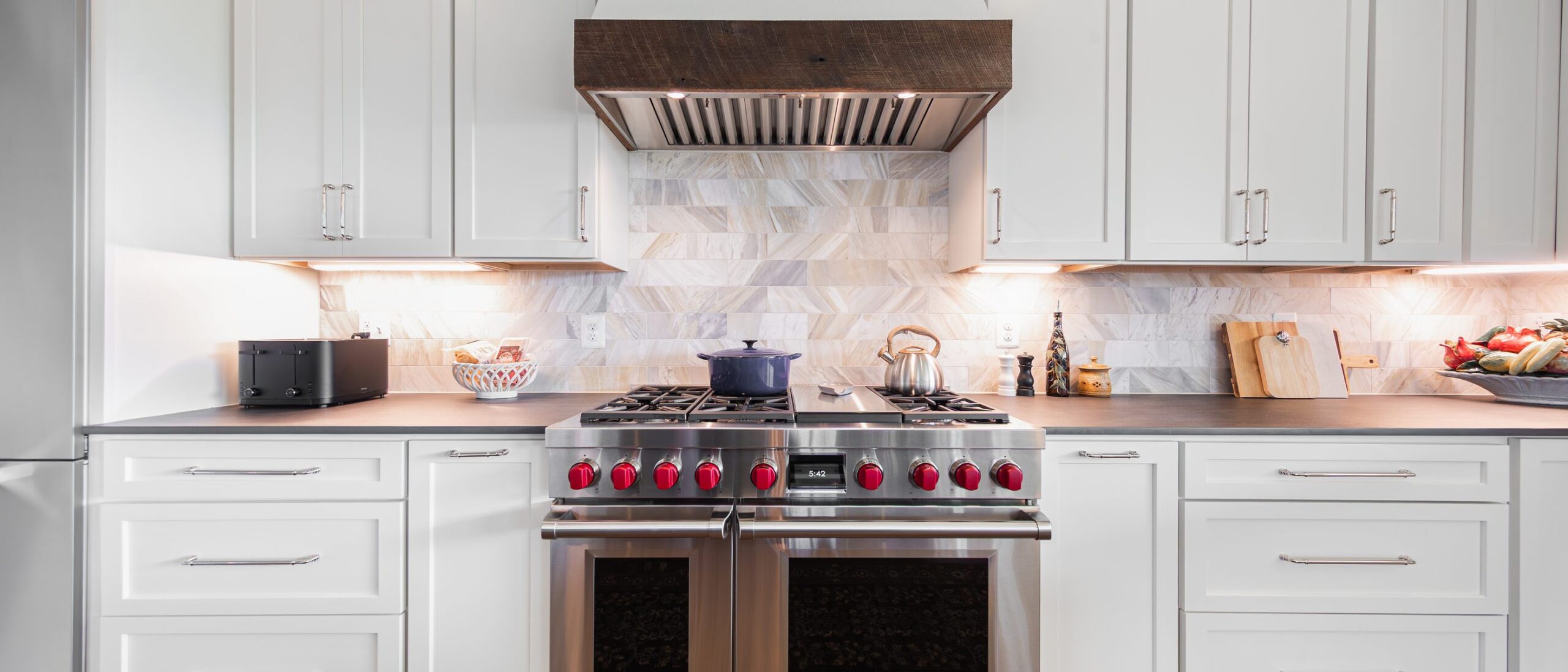 The range wall in the kitchen at Monte’s Run